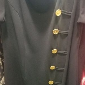 Black Spandex and Polyester Short Sleeved Dress